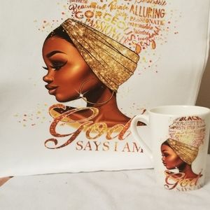 Custom God Says I Am Mug and Tote set